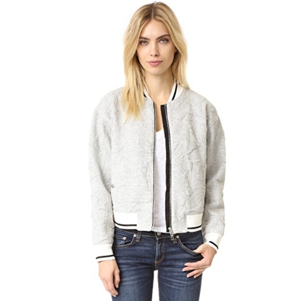 Rag & Bone Quilted Bomber Jacket in Heather Grey